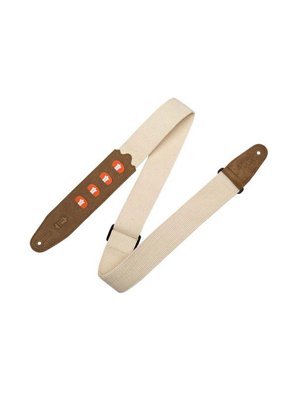 LEVYS COTTON STRAP WITH 4 PICK HOLDERS, 5 CM - NATURAL/NATUREL