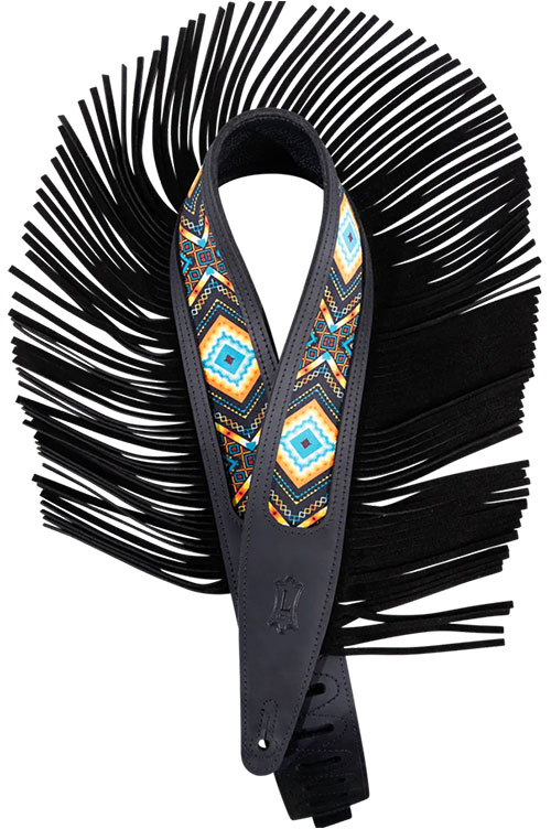 LEVYS The Outlaw - 6,35cm Cuir Crazy Horse Franges Daim Western - Black