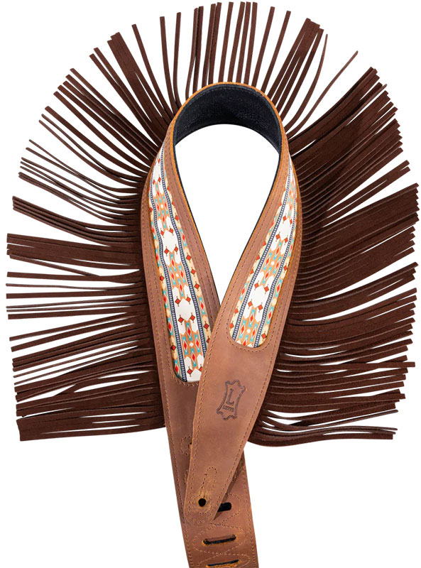 LEVYS The Outlaw - 6,35cm Cuir Crazy Horse Franges Daim Western - Brown