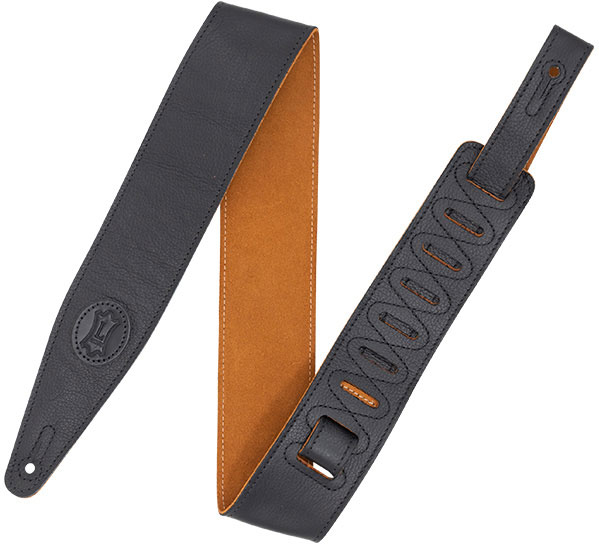 LEVYS LEATHER STRAP WITH COLORED SUEDE BACK, 6,35 CM - BLACK-HONEY