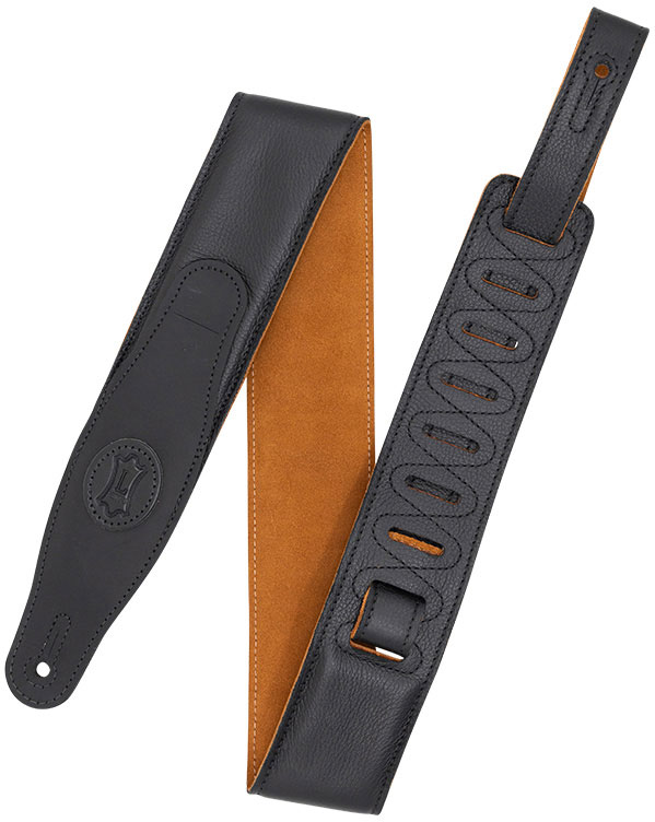 LEVYS PADDED LEATHER STRAP WITH COLORED SUEDE BACK, 6,35 CM - BLACK-HONEY