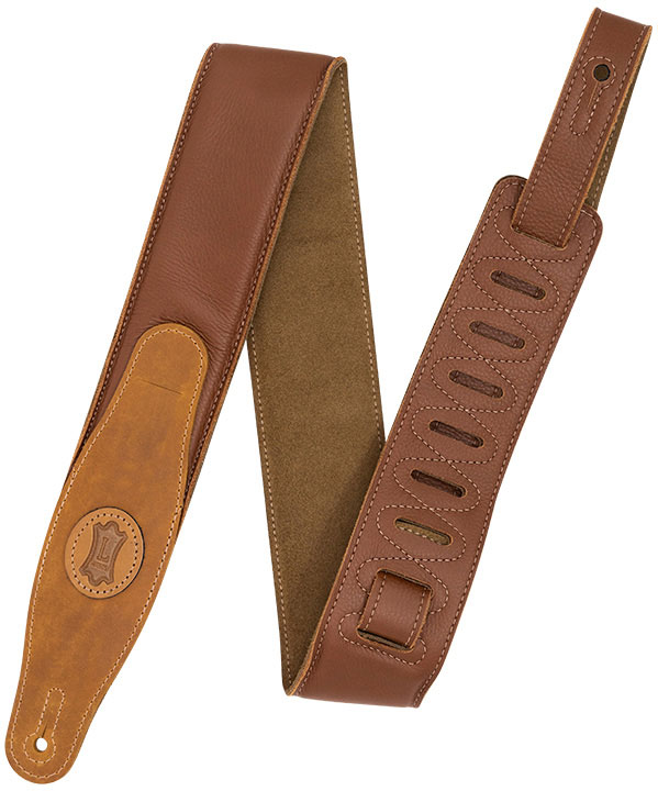 LEVYS PADDED LEATHER STRAP WITH COLORED SUEDE BACK, 6,35 CM - TAN-SAND
