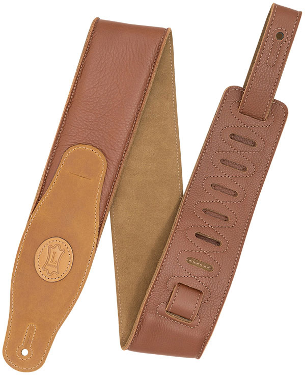 LEVYS PADDED LEATHER STRAP WITH COLORED SUEDE BACK, 7,6 CM - TAN-SAND