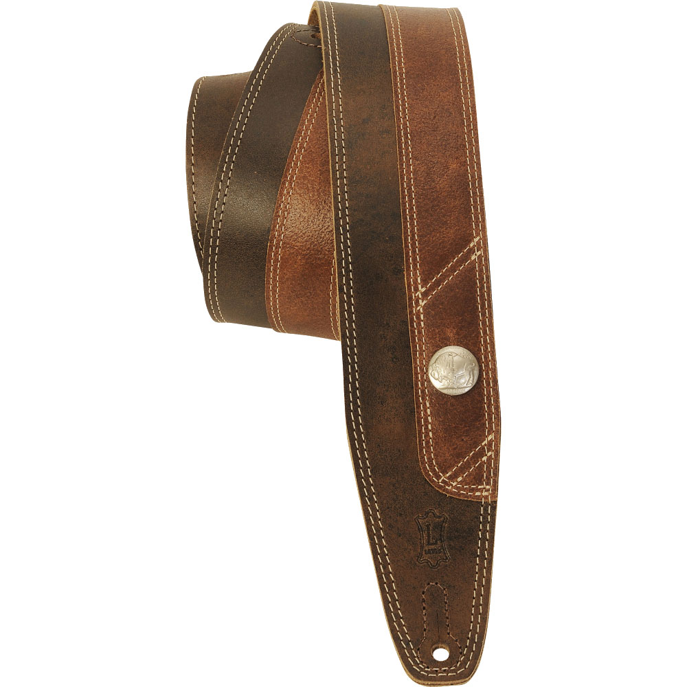 LEVYS 6.5 CM, LEATHER AND SOFT SUEDE BACK, DOUBLE STITCHING, VINTAGE BUFFALO SERIES - DARK BROWN