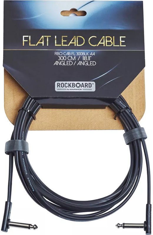 ROCKBOARD Câble Instrument Plat, 3 M, Coudé/Coudé - Black