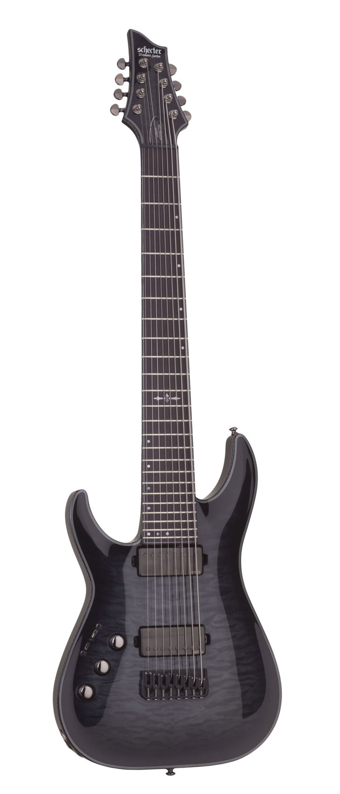 SCHECTER C-8 HELLRAISER HYBRID LH TRANS BLACK BURST