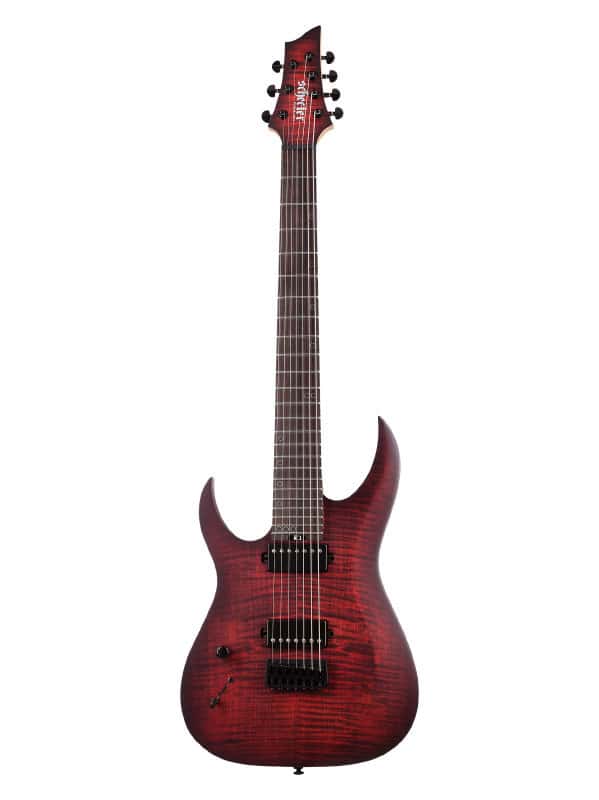 SCHECTER SUNSET 7 EXTREME LH SCARLET BURST