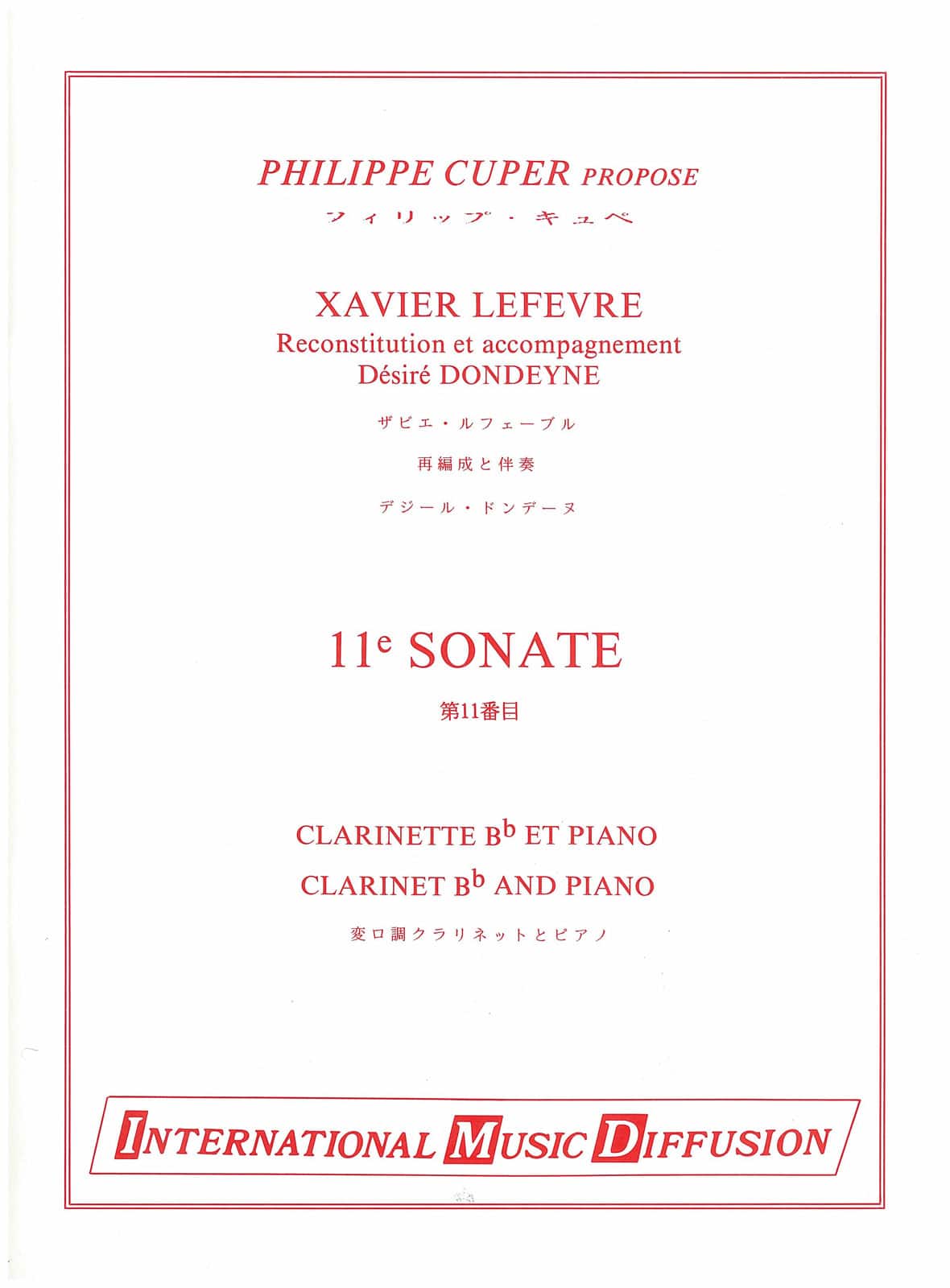 IMD ARPEGES LEFEVRE - 11° SONATE - CLARINETTE & PIANO