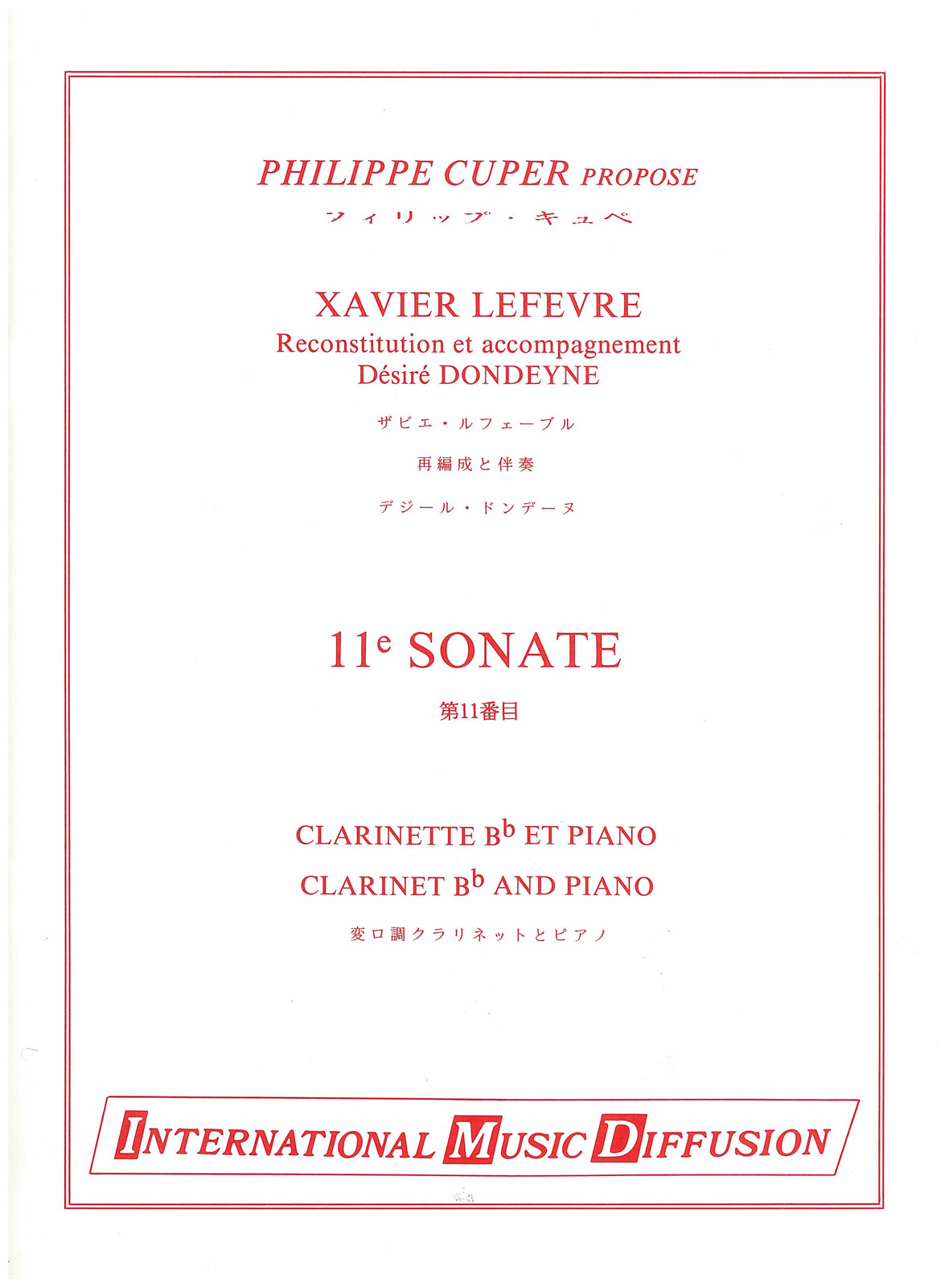 IMD ARPEGES Lefevre - 11° Sonate - Clarinette & Piano