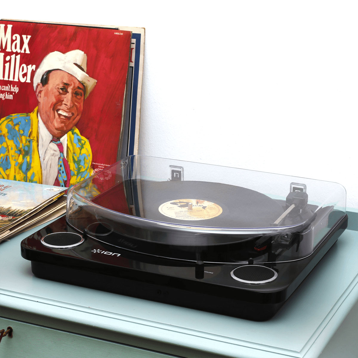 max lp conversion turntable with stereo speakers