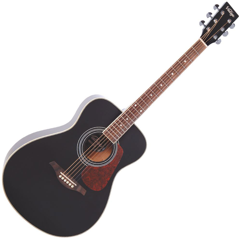 Vintage Guitars V300bk Solid Top Black