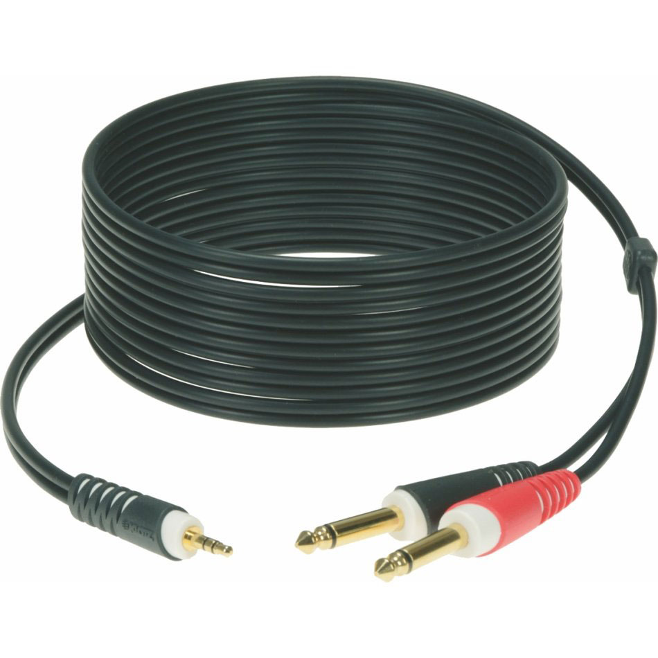 KLOTZ CABLE Y BLACK 6M MINI JACK 3P - 2X JACK 2P GOLD CONTACT
