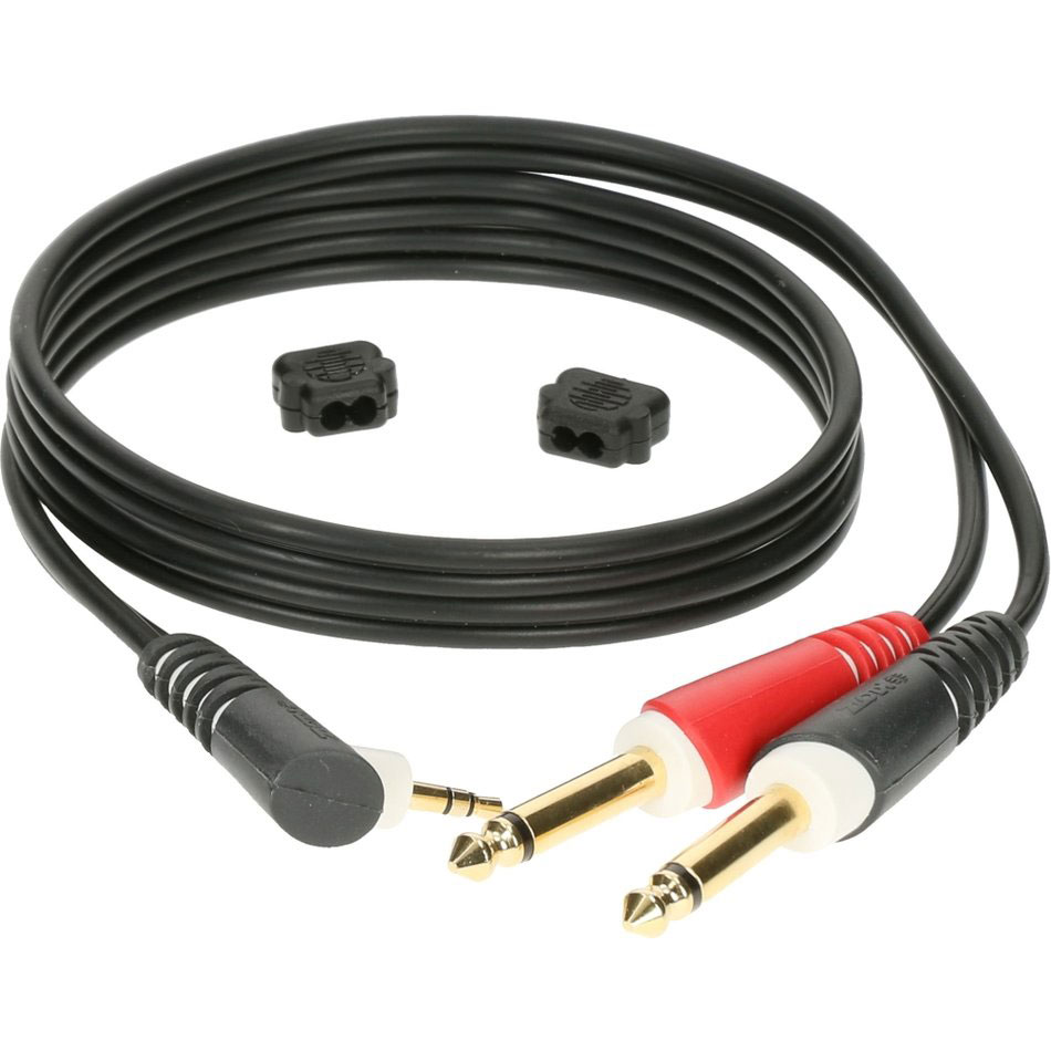KLOTZ CABLE Y BLACK 2M MINI JACK 3P 90 - 2X JACK 2P GOLD CONTACT
