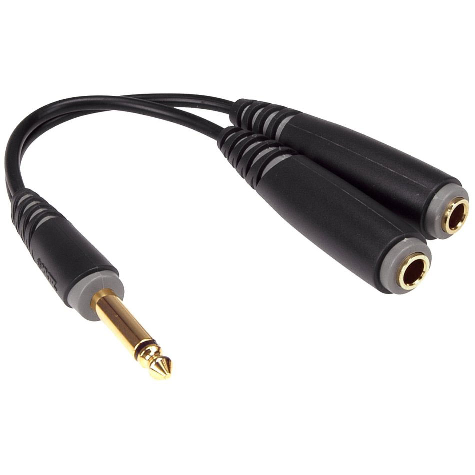 KLOTZ CABLE-Y BLACK 0,2M JACK 2P - 2X SOCKET 2P GOLD CONTACT
