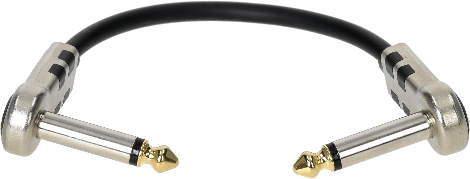 KLOTZ Cable Patch Pedale Noir 15 Cm Coude, Embouts Plaque Or