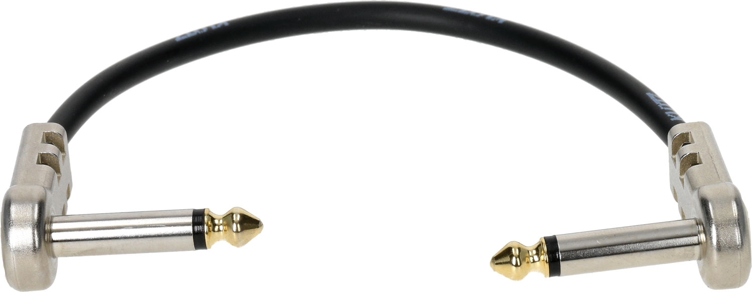 KLOTZ Black Pedal Patch Cable 20 cm Elbow, Gold-Plated Ends