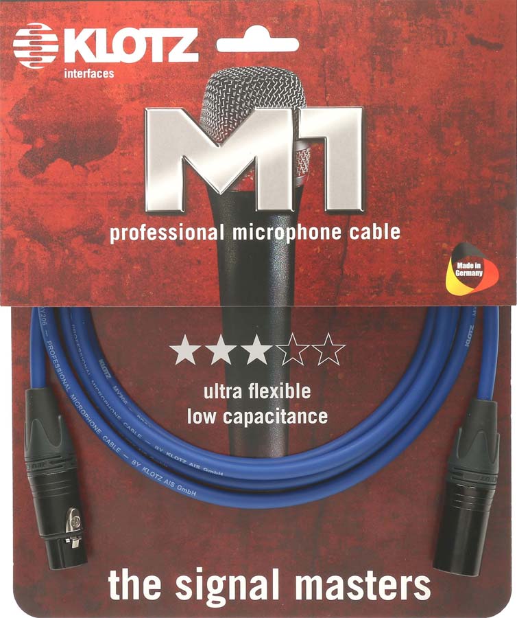KLOTZ M1 Mic Cable Bleu 10 M XLR 3P. Femelle Male Neutrik