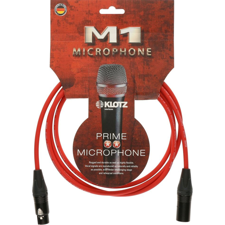 KLOTZ M1 Mic Cable Rouge 10M XLR 3P. Femelle Male Neutrik