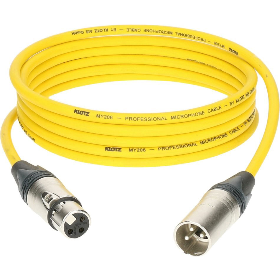 KLOTZ M1 MIC CABLE YELLOW 10M XLR 3P. F/M NEUTRIK