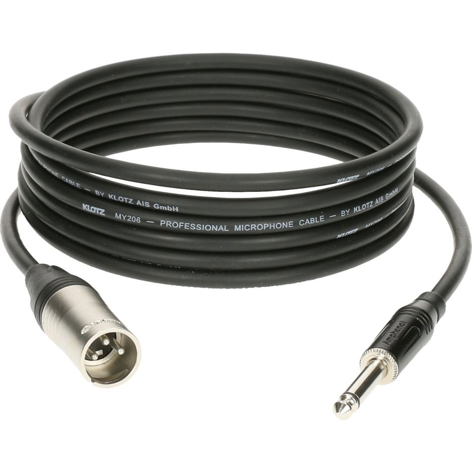 KLOTZ M1 Mic Cable Noir 2M XLR 3 Male - Jack 2P Klotz