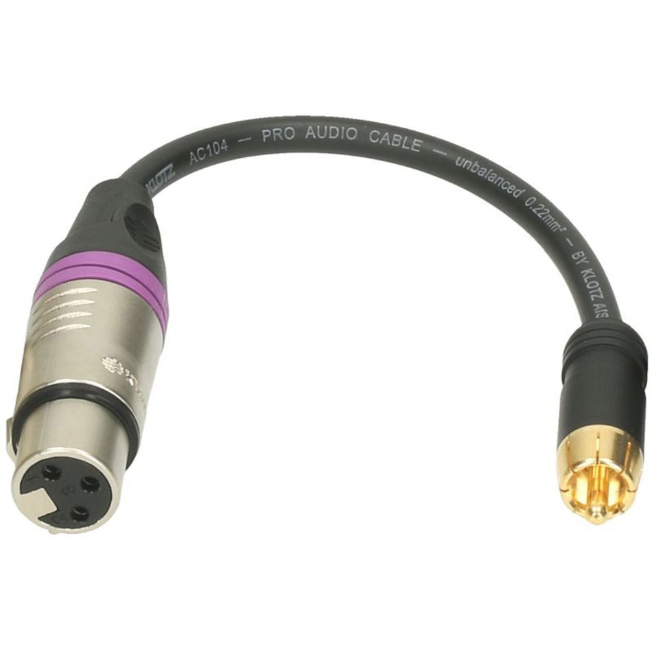 KLOTZ XLR-fRCAm XLR F-cinch M ST. Adapt. 0,2M Xlr3P F - Rca M Rouge/