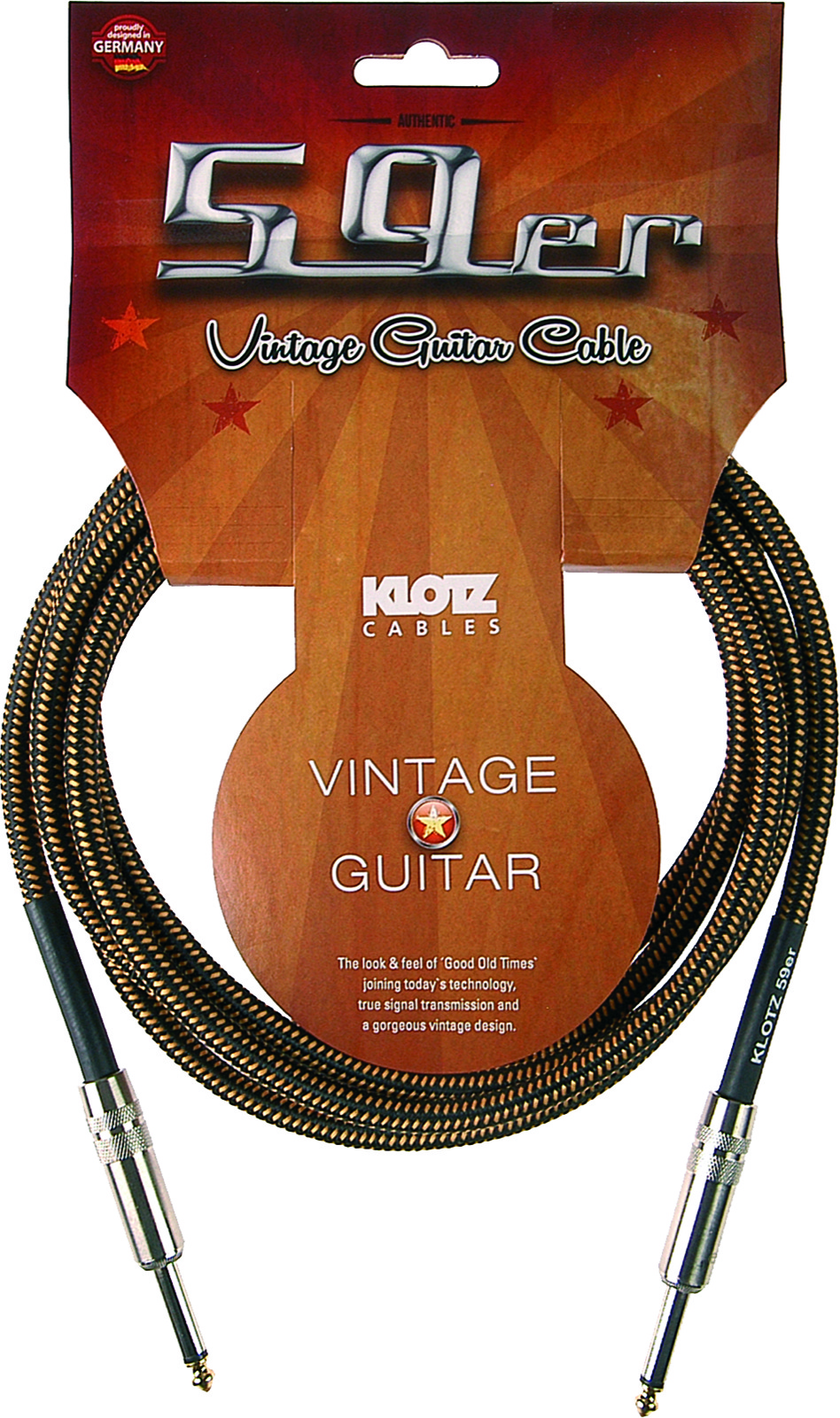 KLOTZ Jack Guitare 59 Vintage Noir / Jaune 6 M