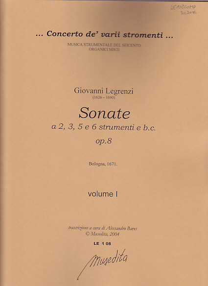 MUSEDITA LEGRENZI GIOVANNI - SONATE OP.8
