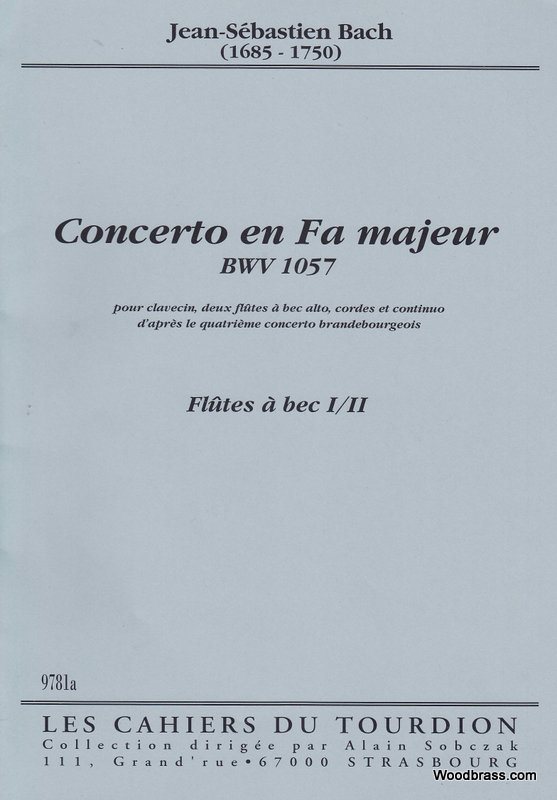 CAHIERS DU TOURDION J.S. - Concerto En Fa Majeur, Bwv 1057 - Conducteur