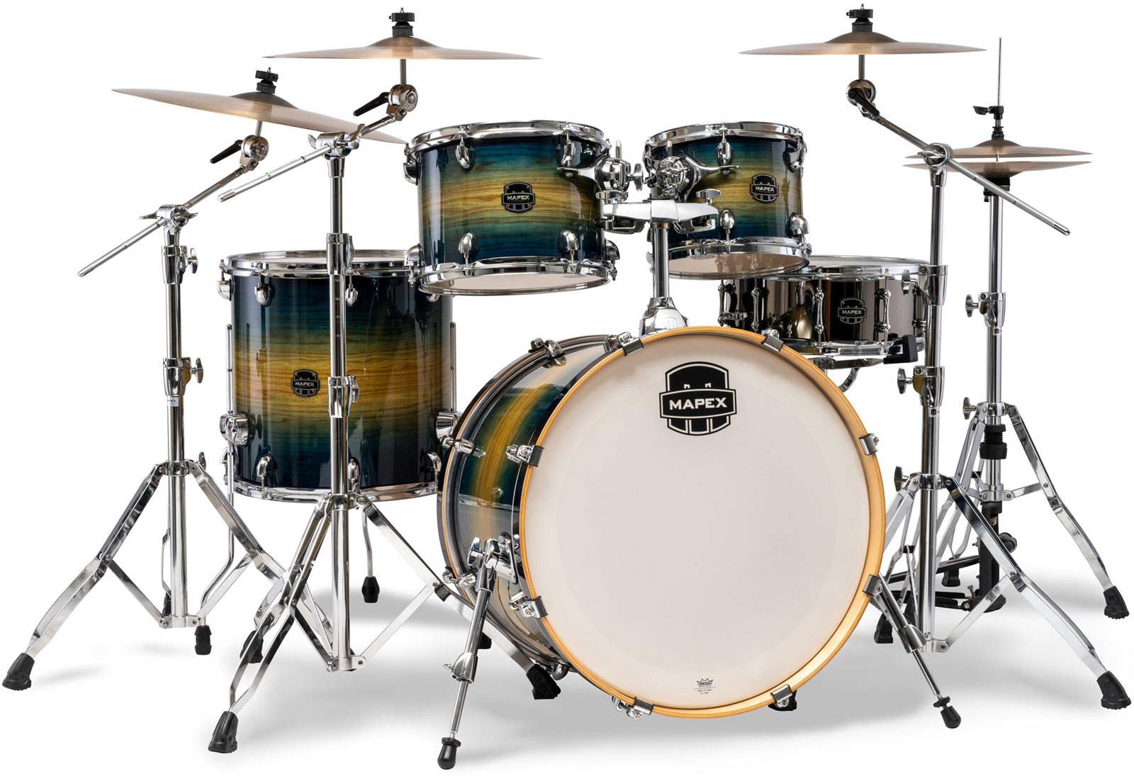 MAPEX armory pop rock 5 drum shells rain forest burst