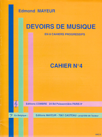 COMBRE MAYEUR - DEVOIRS DE MUSIQUE CAHIER 4