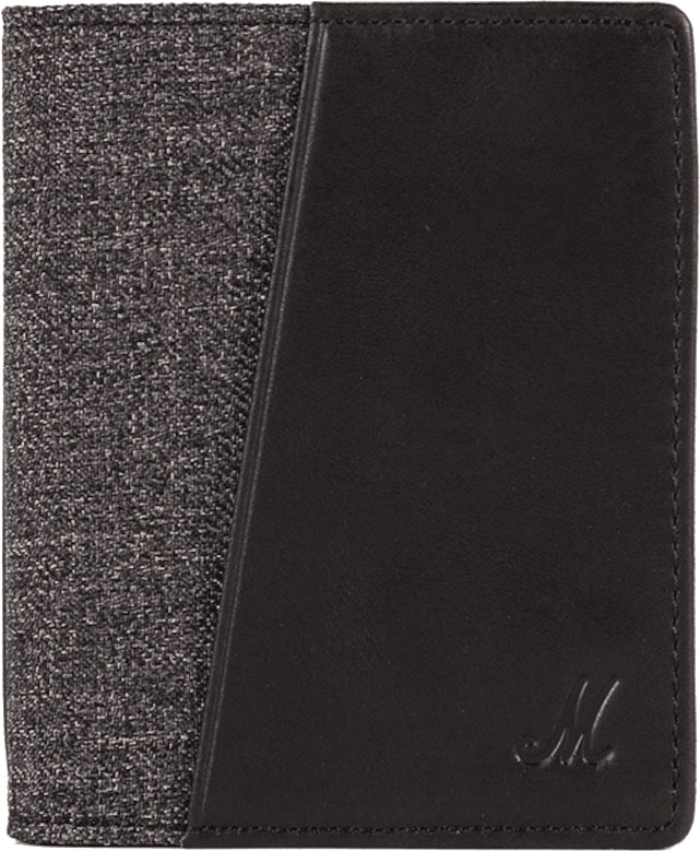 MARSHALL LIFESTYLE Portefeuille Double Jean Gris et Cuir Noir