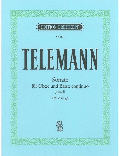EDITION BREITKOPF Telemann - Sonata In G Minor TWV 41:G6 TWV 41:G6 - Hautbois et Basso Continuo