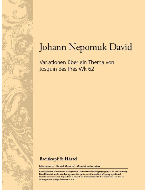 EDITION BREITKOPF David - Variationen Über Ein Thema Von Josquin Des Pres WK 62 WK 62