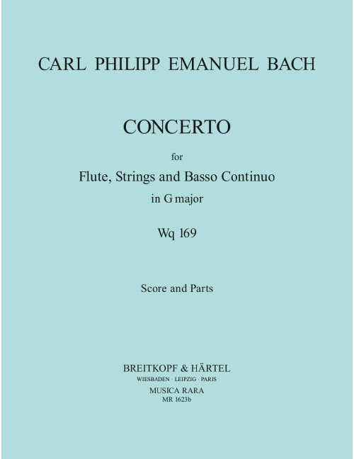 EDITION BREITKOPF BACH CARL PHILIPP EMANUEL - FLOTENKONZERT G-DUR WQ 169 - FLUTE, ORCHESTRA