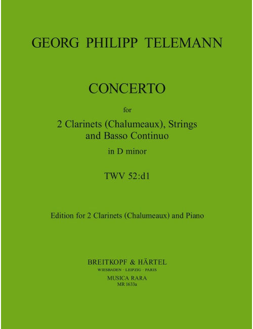 EDITION BREITKOPF TELEMANN GEORG PHILIPP - CONCERTO IN D - 2 CLARINET, PIANO