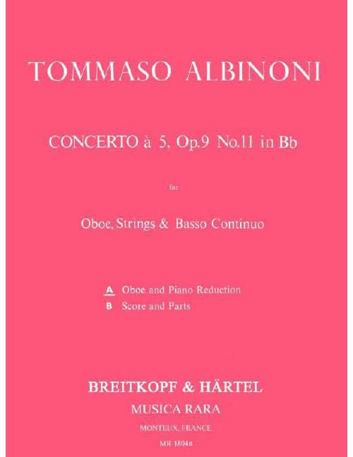 EDITION BREITKOPF ALBINONI - CONCERTO A 5 IN B OP. 9/11