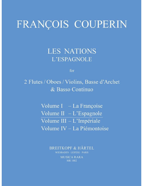 EDITION BREITKOPF COUPERIN FRANCOIS - LES NATIONS II 'L'ESPAGNOLE' - 2 FLUTE, BASSO CONTINUO