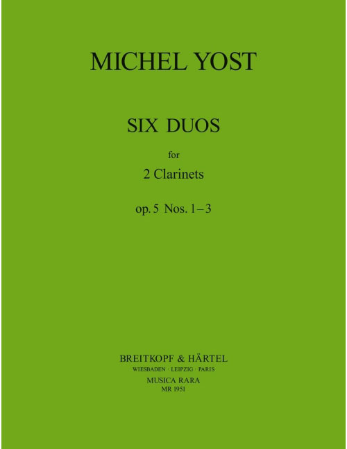 EDITION BREITKOPF Yost - 6 Duos Op. 5 NR. 1-3 Op. 5 NR. 1-3 - 2 Clarinettes