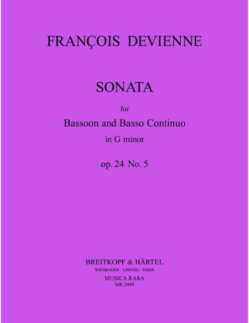 EDITION BREITKOPF DEVIENNE - SONATE IN G-MOLL OP. 24 NR. 5 - BASSOON ET BASSO CONTINUO