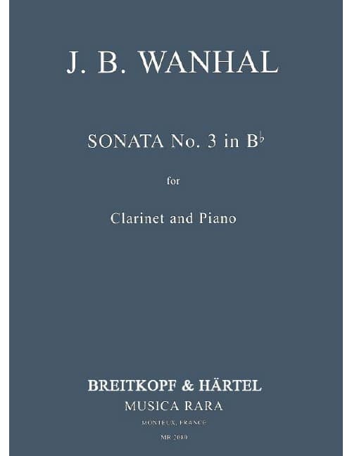 EDITION BREITKOPF VANHAL - SONATA NO. 3 IN BB - CLARINETTE ET PIANO