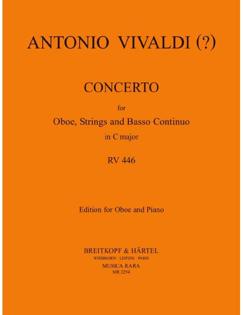 EDITION BREITKOPF VIVALDI - CONCERTO IN C MAJOR RV 446 RV 446 - HAUTBOIS ET PIANO