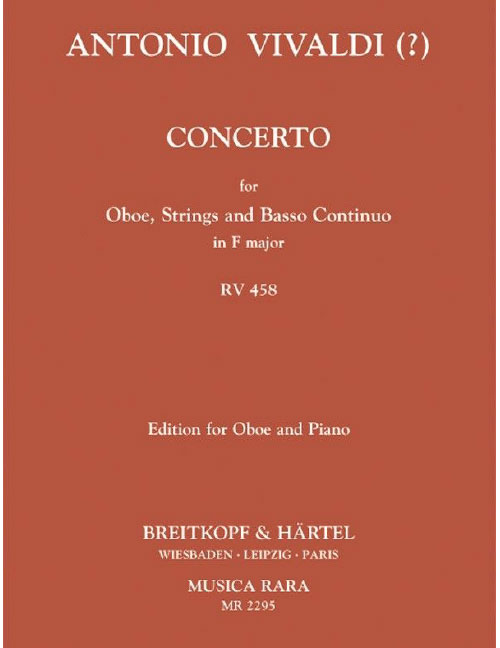 EDITION BREITKOPF Vivaldi - Concerto In C Major RV 458 RV 458 - Hautbois et Piano