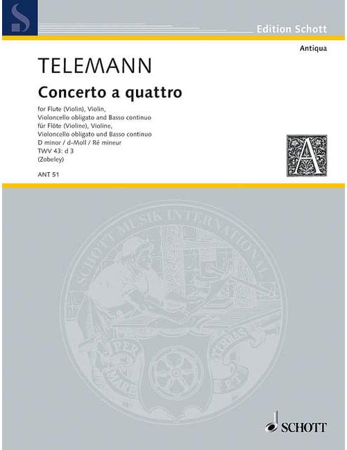 SCHOTT TELEMANN - CONCERTO A QUATTRO TWV 43:d3 - CONDUCTEUR & PARTIES 