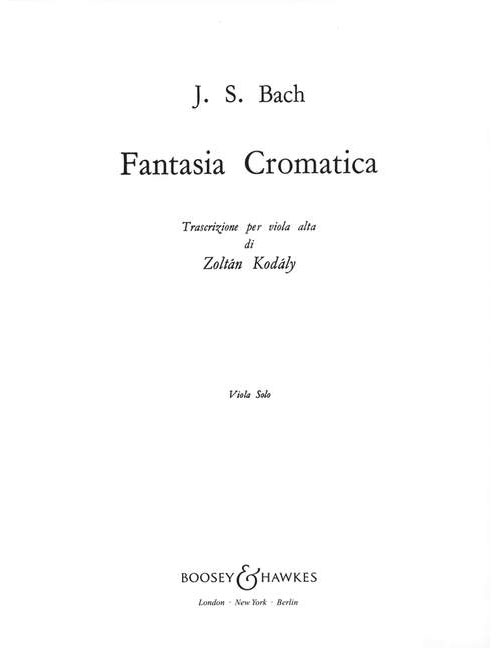 BOOSEY & HAWKES BACH - FANTASIA CROMATICA - ALTO