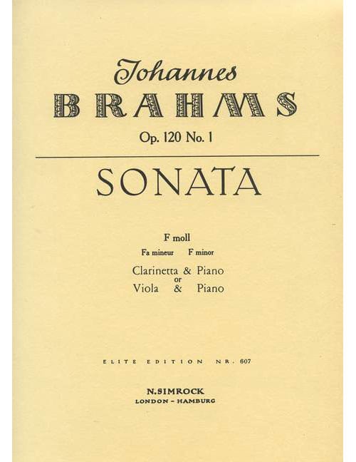 BOOSEY & HAWKES BRAHMS - SONATA 1 IN F MINOR OP. 120/1 - CLARINETTE ET PIANO