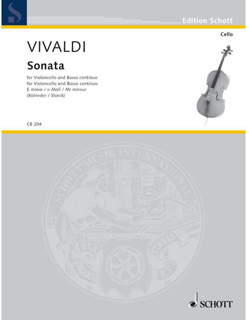 SCHOTT Vivaldi - Sonata En Mi Mineur - Violoncelle et Basso Continuo