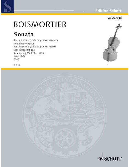 SCHOTT BOISMORTIER JOSEPH BODIN DE - SONATA OP. 16 - CELLO AND BASSO CONTINUO