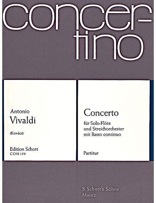 SCHOTT VIVALDI - CONCERTO G MAJOR RV 436/PV 140 F VI NO. 8 - FLUTE, STRING ORCHESTRE ET BASSO CONTINUO