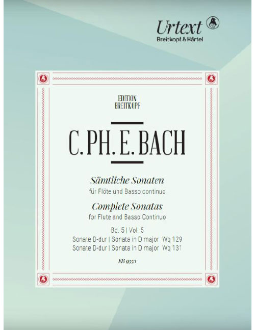EDITION BREITKOPF BACH CARL PHILIPP EMANUEL - SONATEN, BAND 5 WQ 129,131 - FLUTE, BASSO CONTINUO