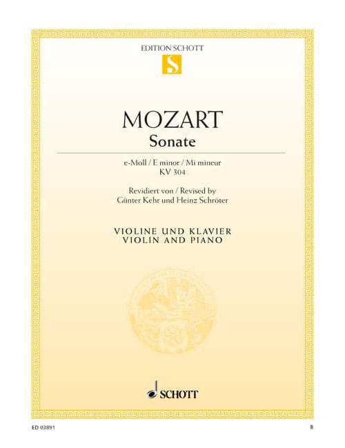 SCHOTT MOZART - SONATA E MINOR K 304 - VIOLON ET PIANO